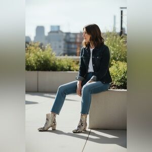 Free People Faux Snakeskin Ankle Boots. Womens Size 6.5